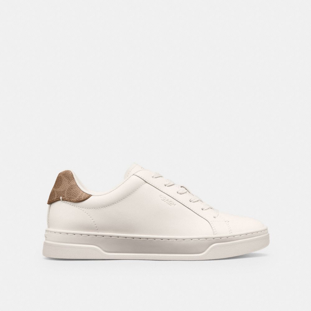 COACH®,High Line Sneaker,EVA,Canvas,Leather,Casual,Low Top,Fabric,Logo,Color Block,Pull Tab,Casual,White,Angle View