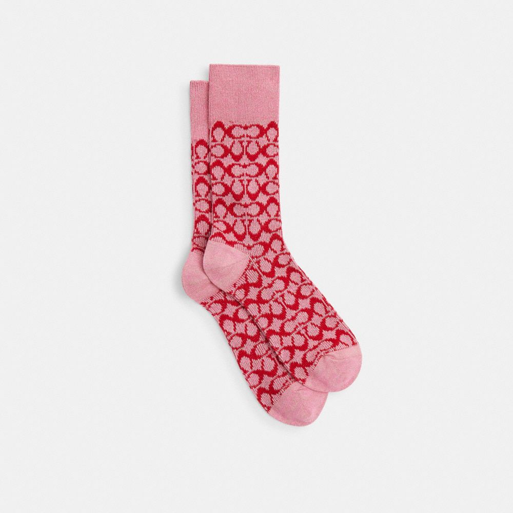 COACH®,Signature Socks,Polyamide,Cotton,Polyester,Elastane,Crew Socks,Color Block,Logo,Set,Casual,Multi Color,Front View