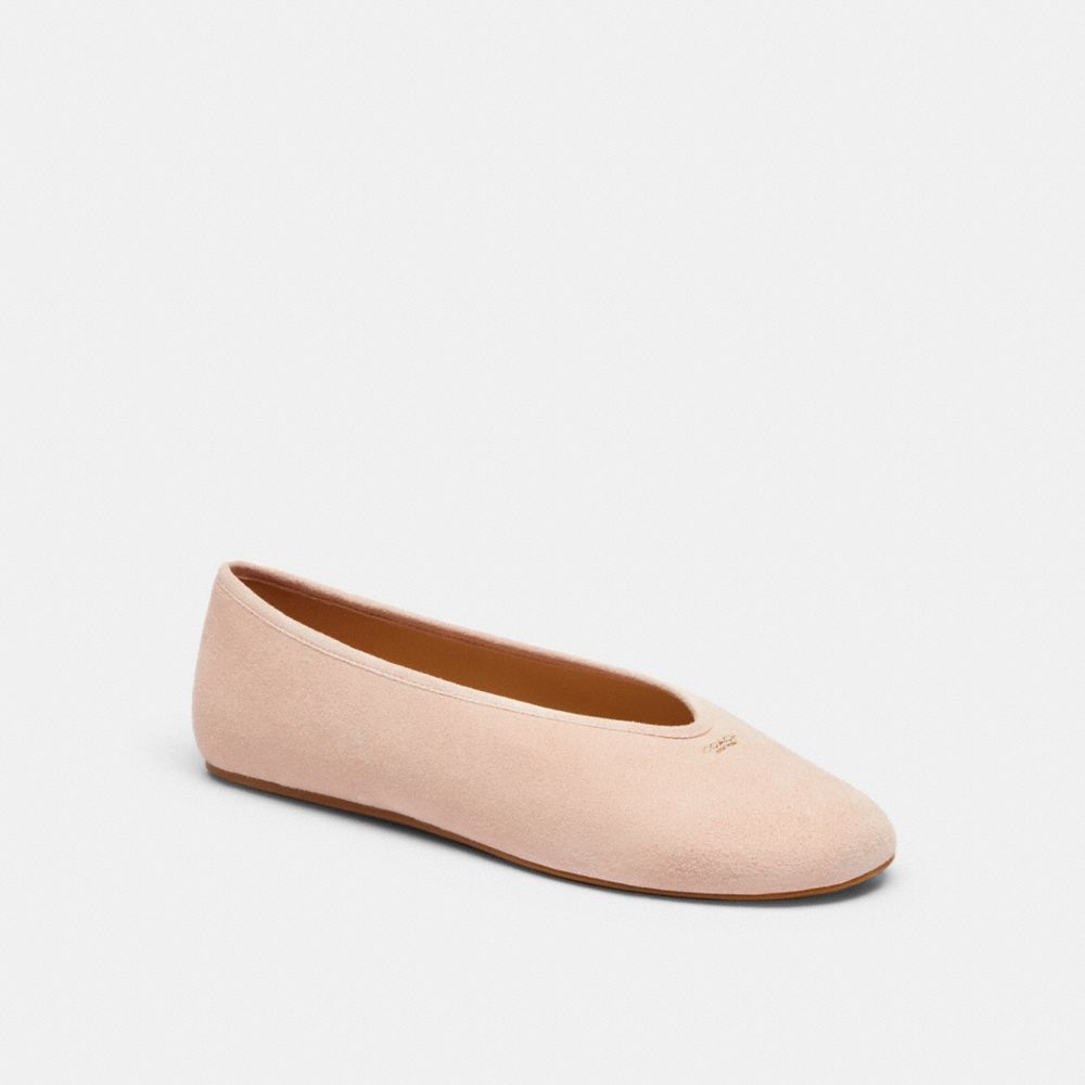 COACH®,Houston Ballet Flat,Rubber,Vegan Leather,Suede,Faux Leather,Lining Fabric,Synthetic,Ballet Flats,Cushioned,Padded I...,,Front View