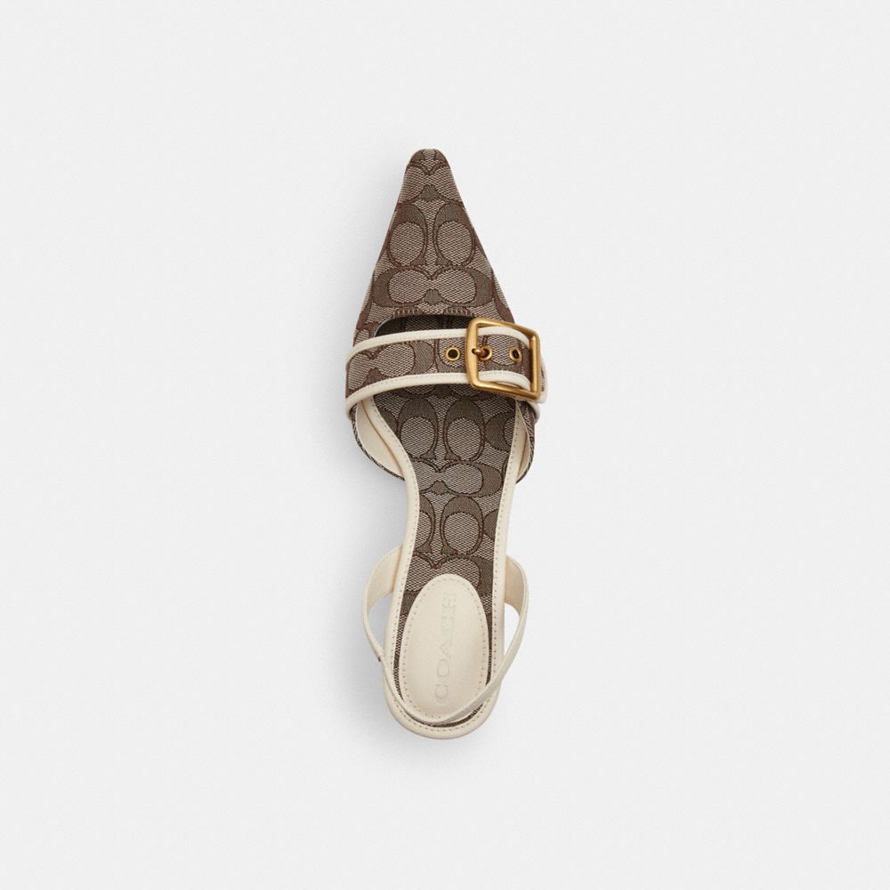 COACH®,Margot Slingback In Signature Jacquard,Recycled Polyester,Cotton,Recycled Cotton,Leather,Lining Leather,Lining Recy...,Brown,Inside View,Top View