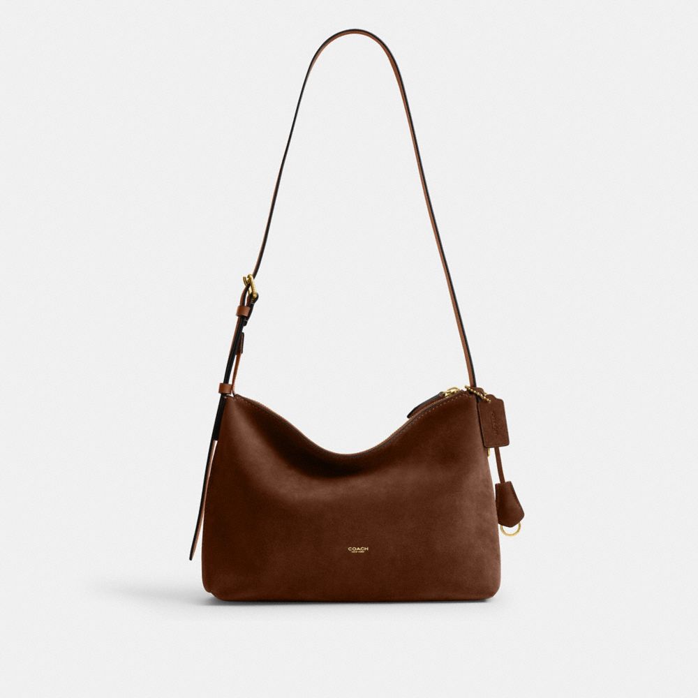 COACH®,Mott Messenger Bag 33,Suede,Leather,Crossbody,Adjustable,Casual,Brown,Front View