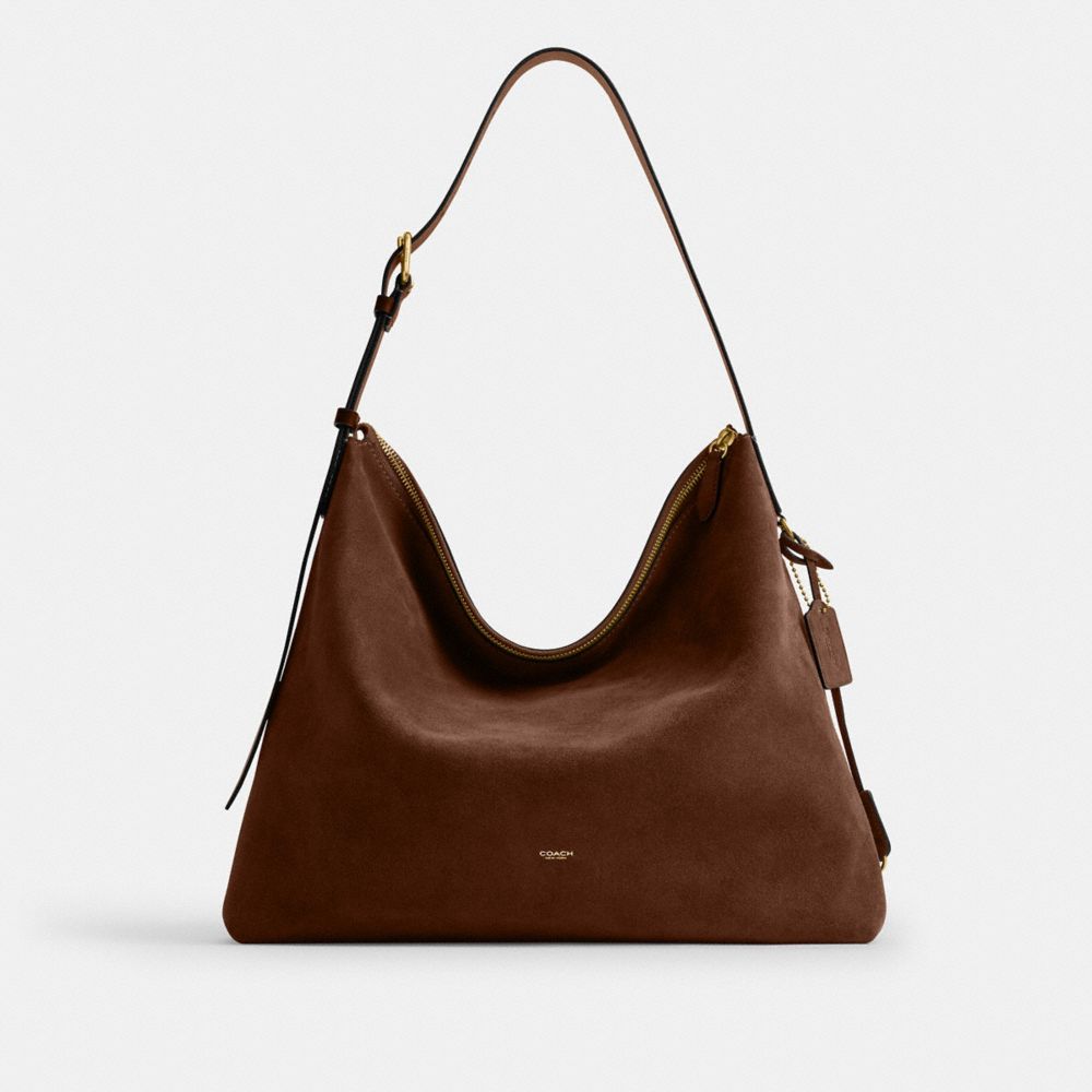 COACH®,Mott Messenger Bag,Leather,Suede,Crossbody,Lined,Casual,Brown,Front View
