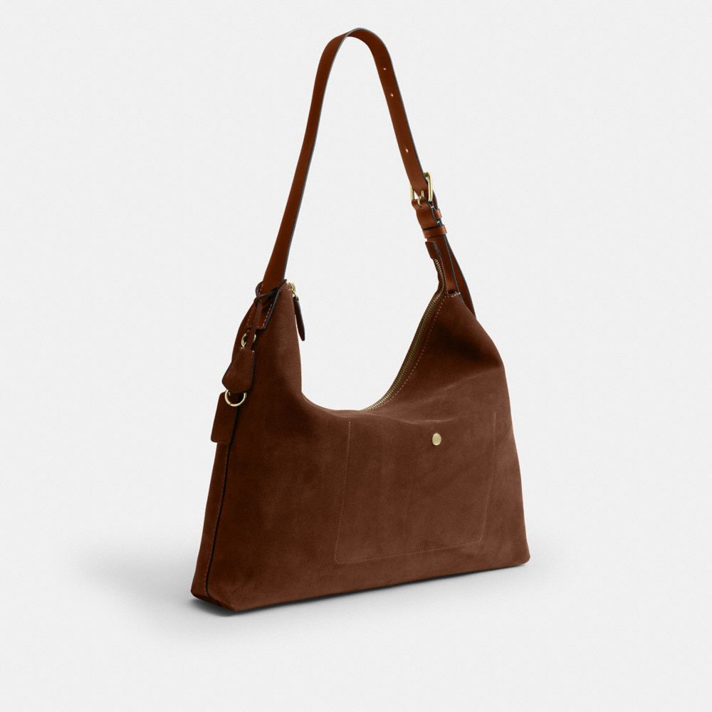 COACH®,Mott Messenger Bag,Leather,Suede,Crossbody,Lined,Casual,Brown,Angle View