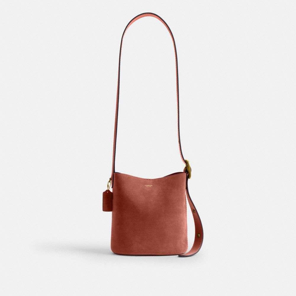 COACH®,Bleecker Bucket Bag 21,Suede,Bucket,Adjustable,Compact,Brass,Casual,,Front View
