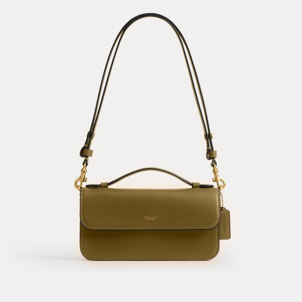 COACH®,Elora Top Handle Crossbody Bag,Calfskin Leather,Leather,Lining Leather,Shoulder Bag,Compact,Brass,Casual,Brown,Front View