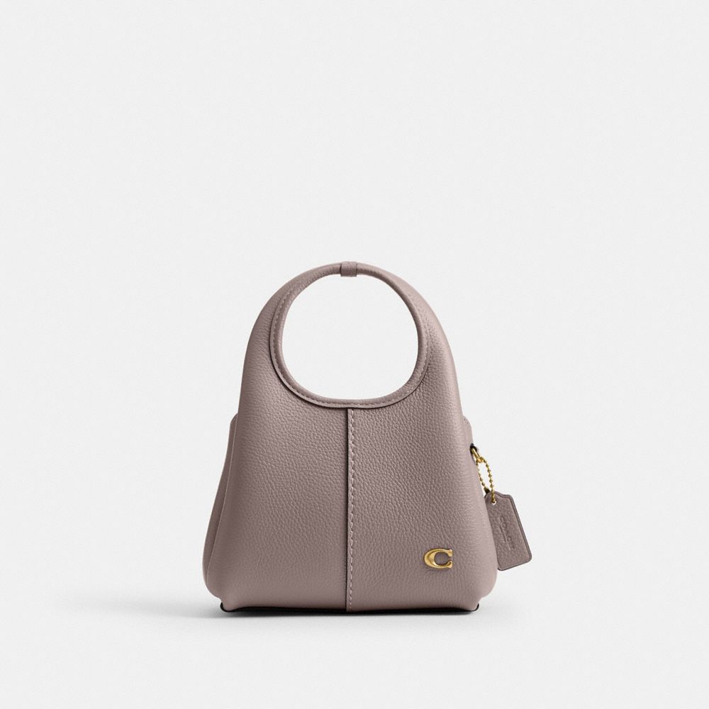 COACH®,Lana Shoulder Bag 19,Leather,Shoulder Bag,Metal,Logo,Compact,Brass,Casual,Blush,Front View