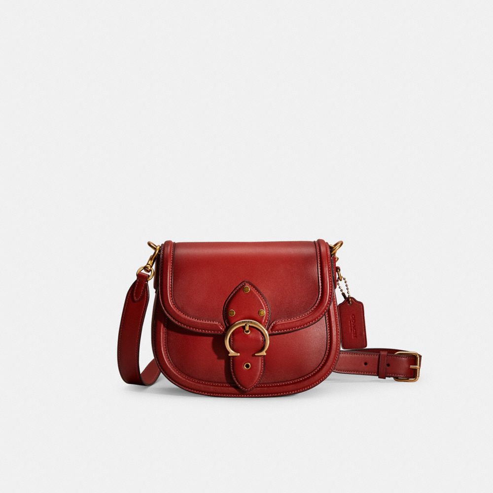 Coach Restored Beat Saddle Bag In Brass/red Sand