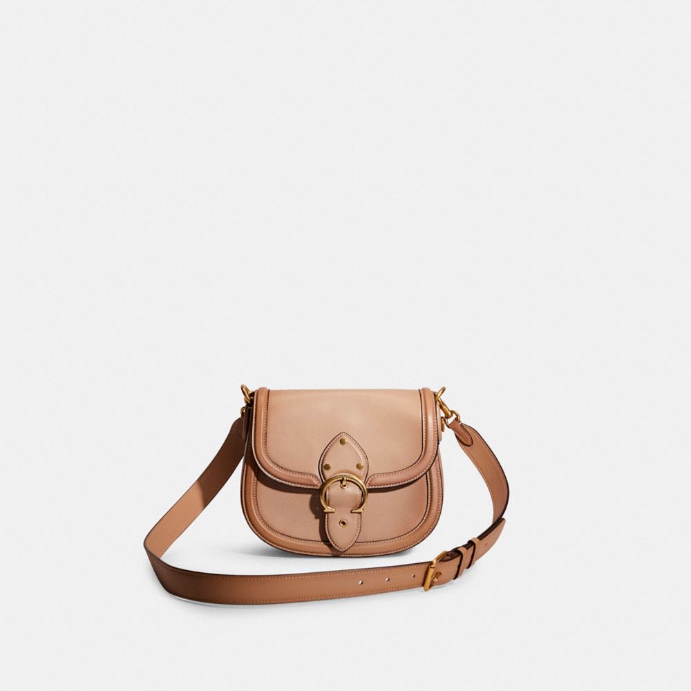 Coach Restored Beat Saddle Bag In Brass/taupe