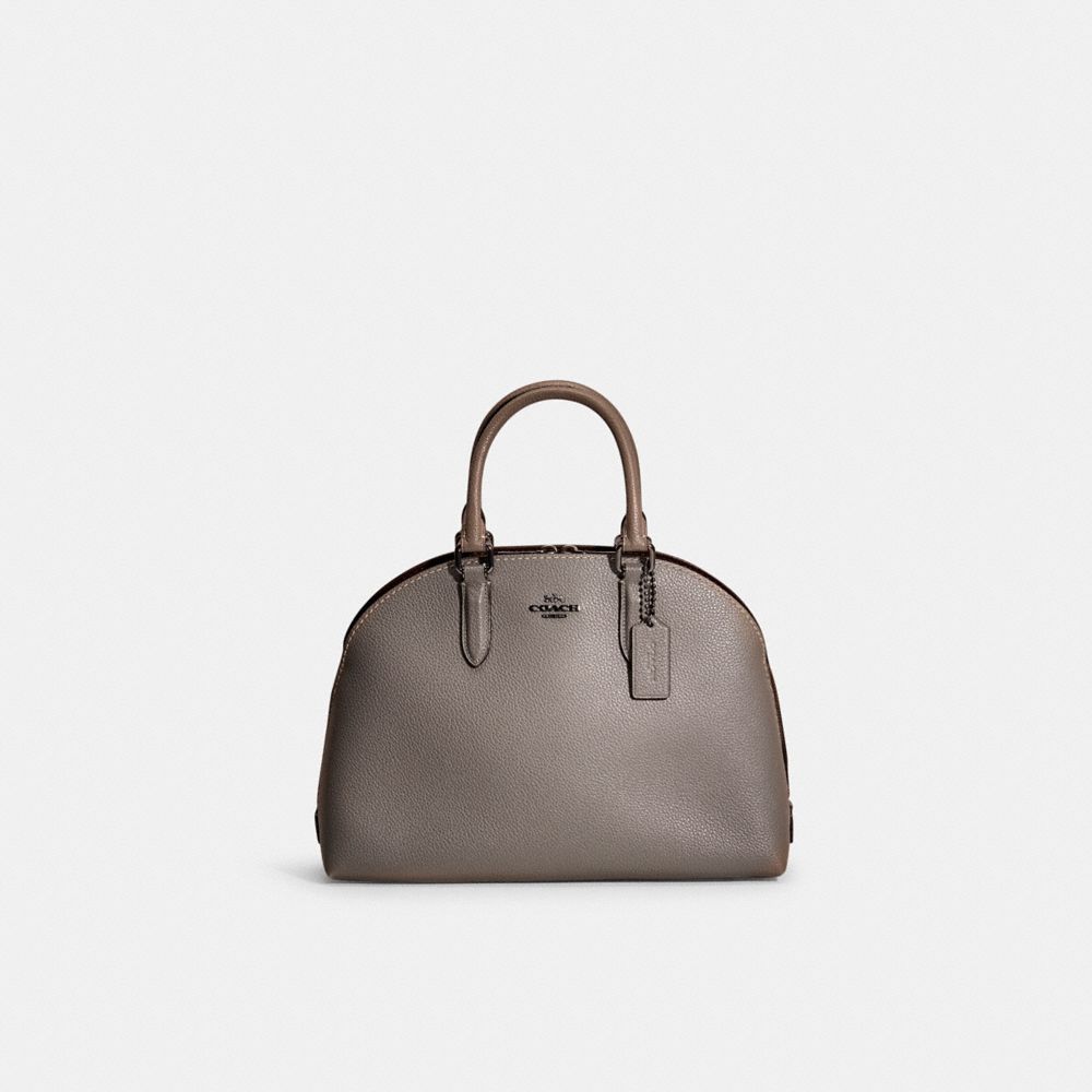 Coach Restored Quinn Satchel In Dark Gunmetal/heather Grey