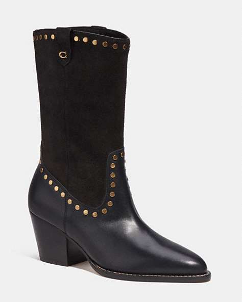 COACH®,PHEOBE BOOTIE,Leather,Black,Front View