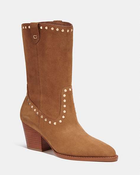 COACH®,PHEOBE BOOTIE,Suede,Coconut,Front View