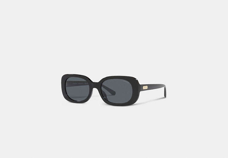 COACH®,BADGE ROUNDED SQUARE SUNGLASSES,Black,Front View