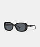 COACH®,BADGE ROUNDED SQUARE SUNGLASSES,Black,Front View