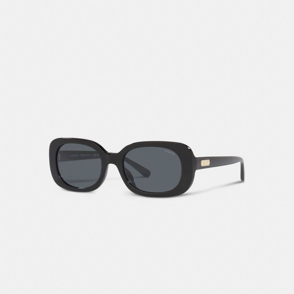 Coach Badge Rounded Square Sunglasses In Dark Blue Solid | ModeSens