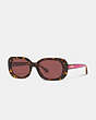 COACH®,BADGE ROUNDED SQUARE SUNGLASSES,Tortoise/ Pink Stripe,Front View
