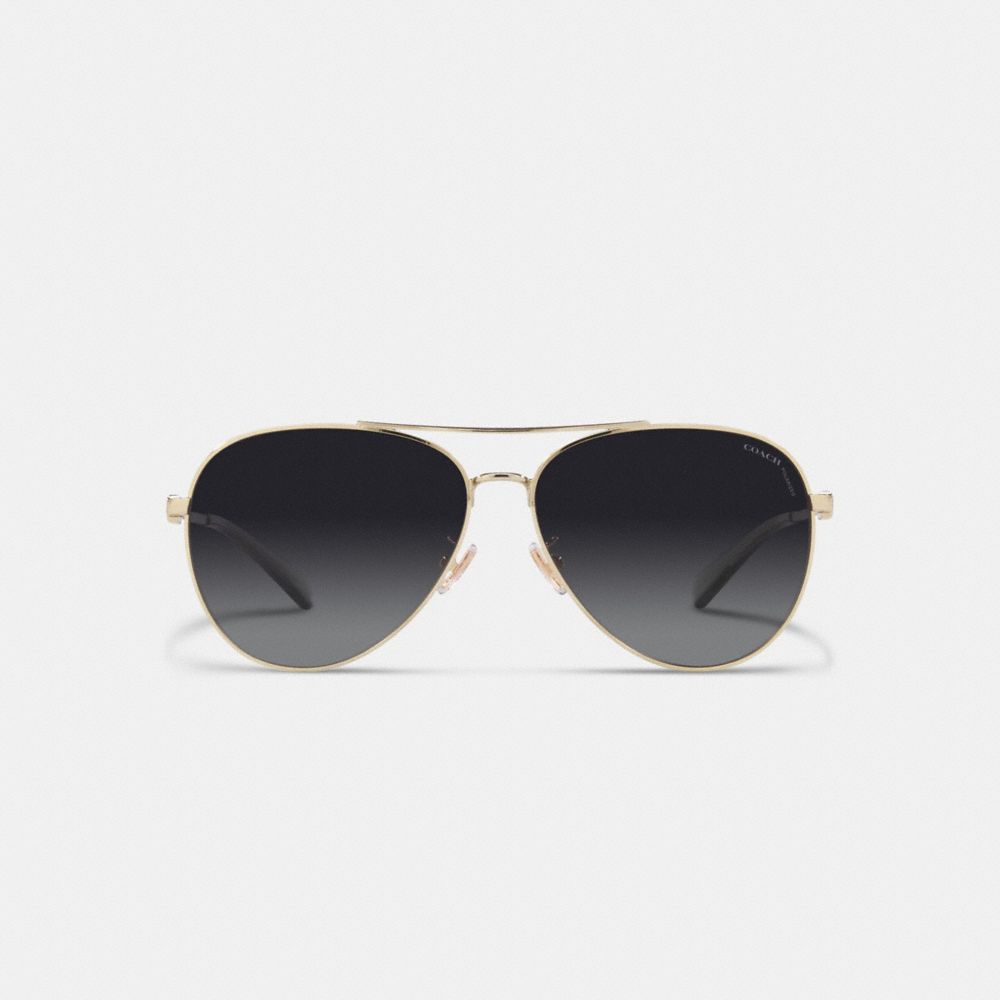 COACH®  Badge Metal Pilot Sunglasses