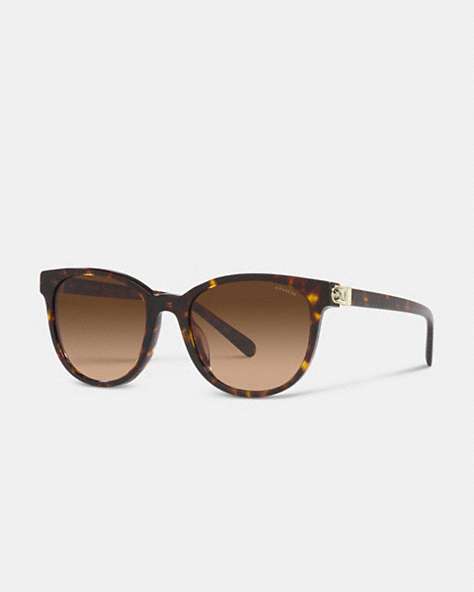 COACH®,HORSE AND CARRIAGE ROUND SUNGLASSES,Dark Tortoise,Front View
