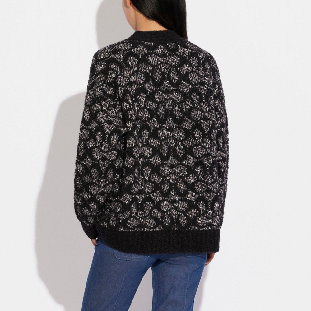 コーチ】カーディガン シグネチャー アルパカ ロゴ Vネック トップス 