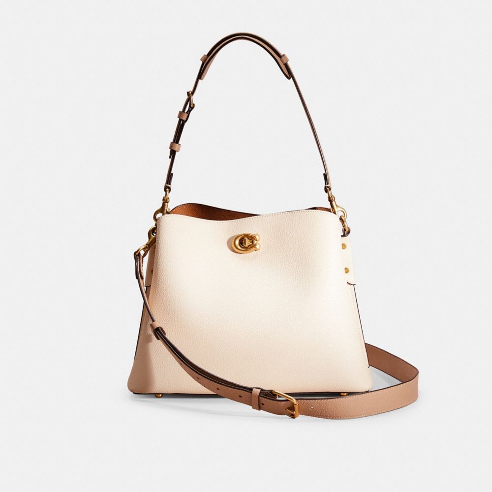 Coach Restored Willow Shoulder Bag In Colorblock In Brass/chalk Multi