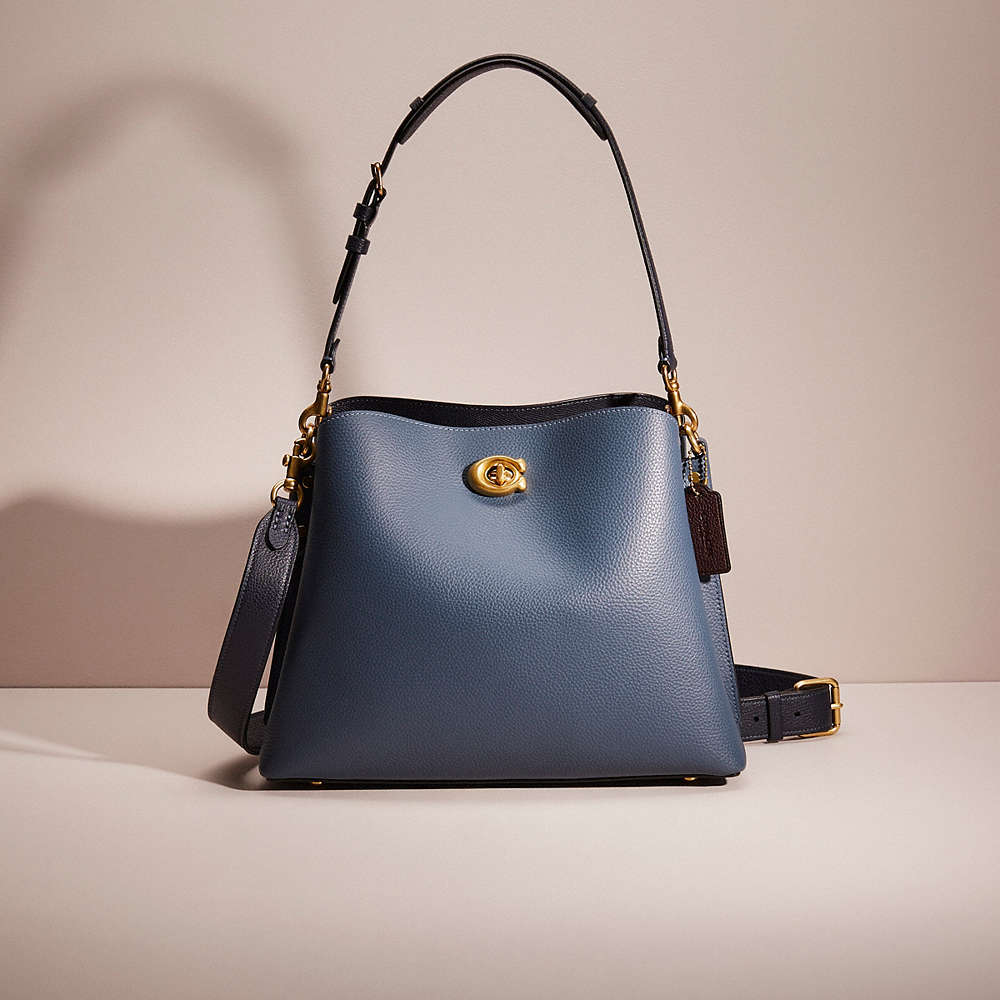 Coach Restored Willow Shoulder Bag In Colorblock In Brass/midnight Navy Multi