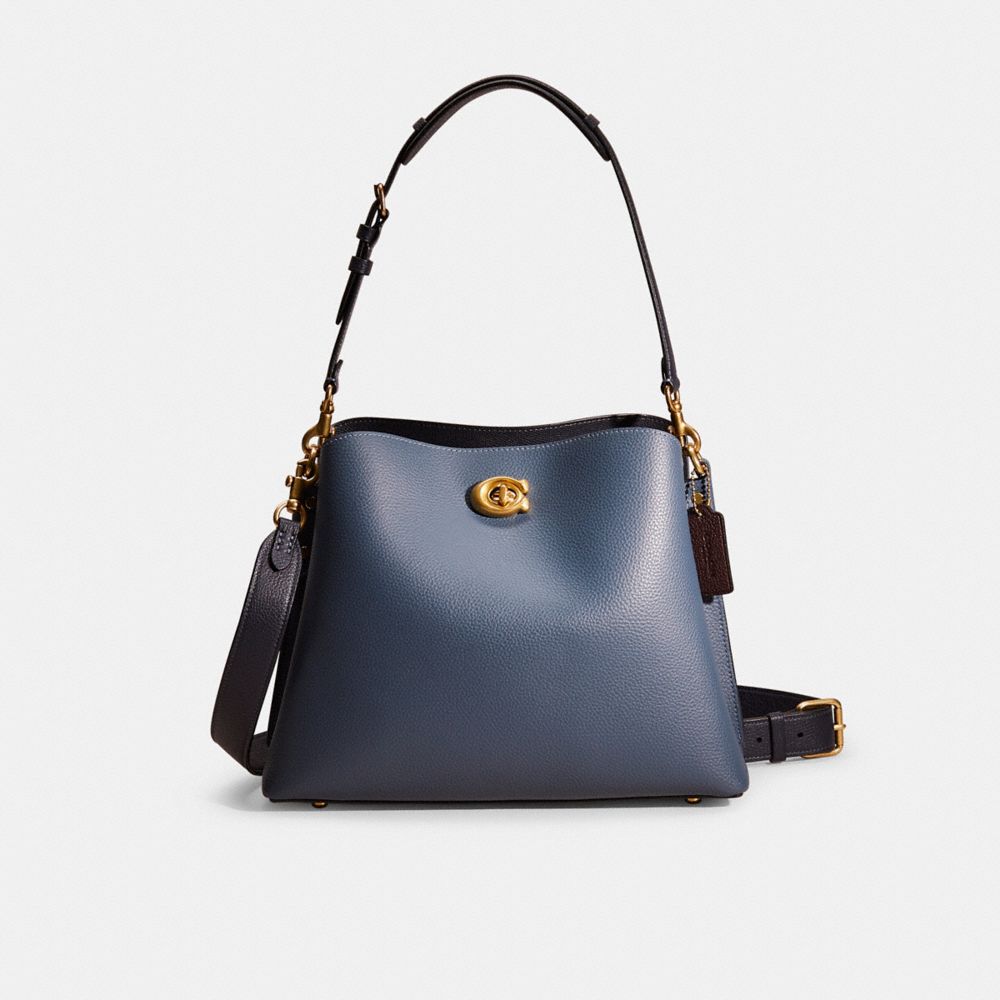 Coach Restored Willow Shoulder Bag In Colorblock In Brass/midnight Navy Multi