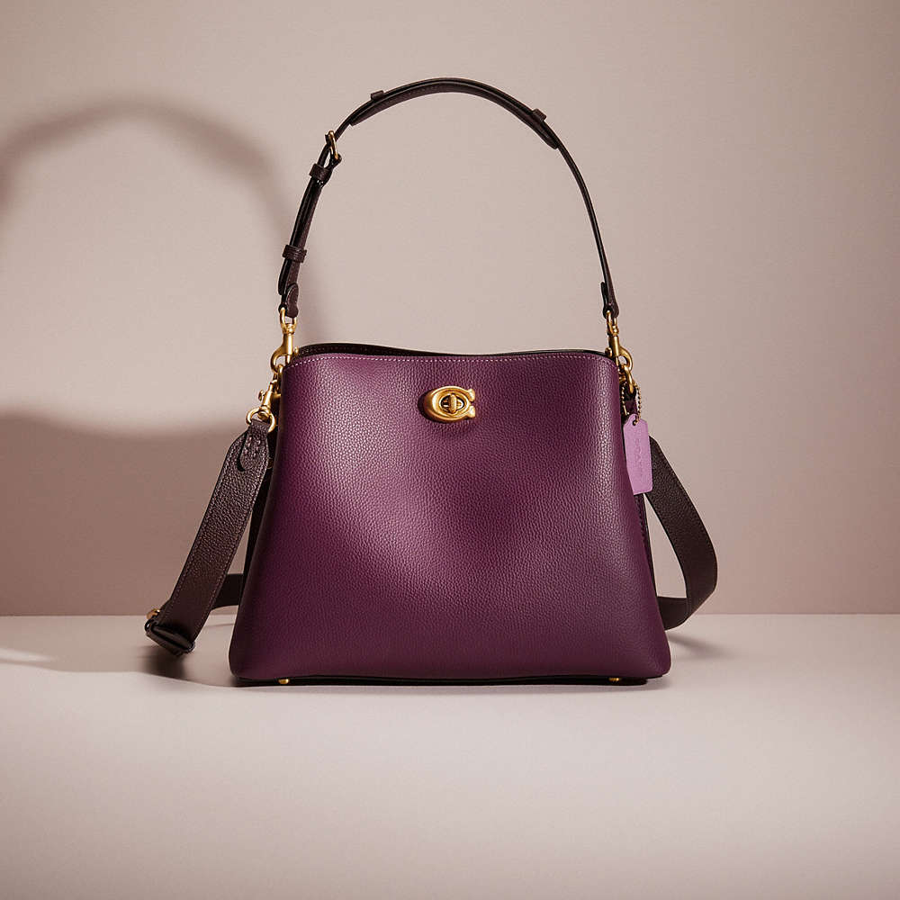 Coach Restored Willow Shoulder Bag In Colorblock In Brass/deep Berry Multi
