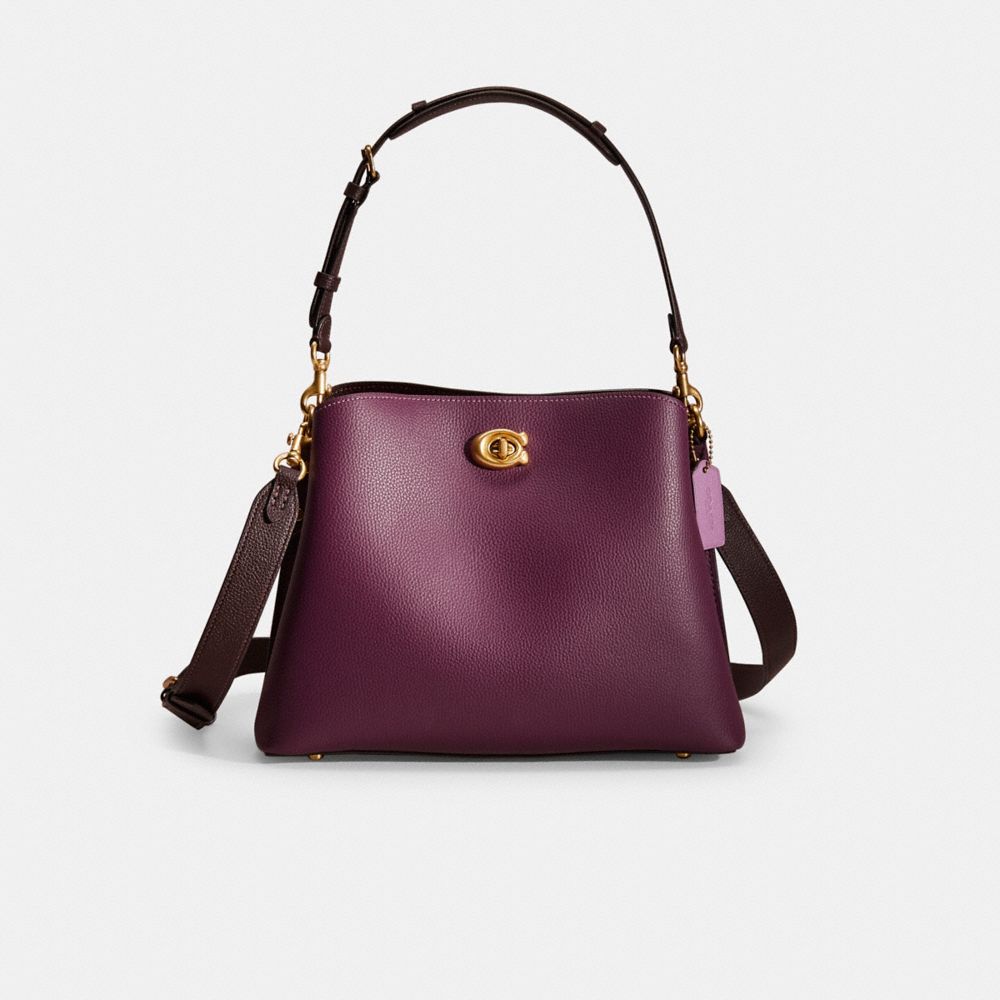 Coach Restored Willow Shoulder Bag In Colorblock In Brass/deep Berry Multi