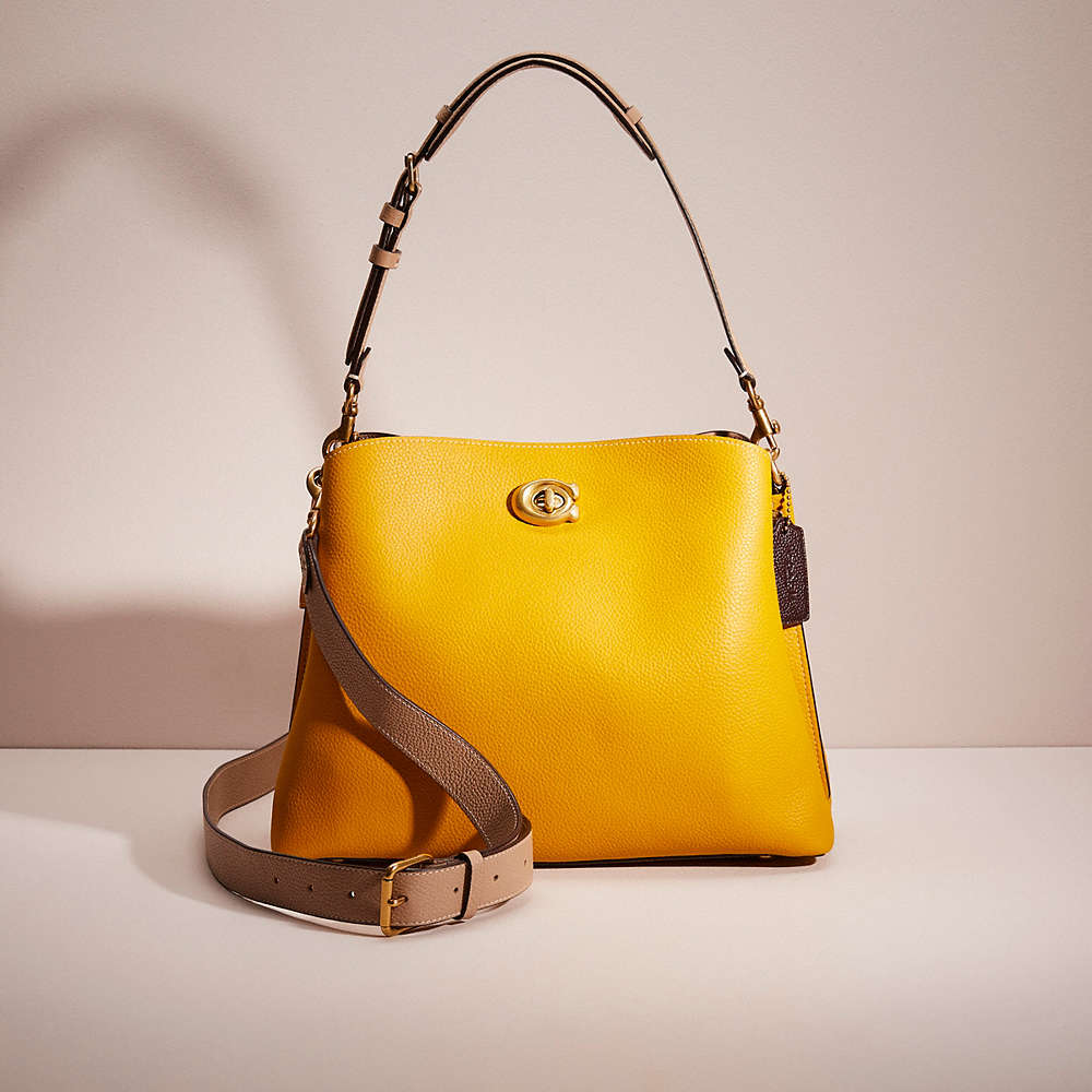 Coach Restored Willow Shoulder Bag In Colorblock In Brass/yellow Gold Multi
