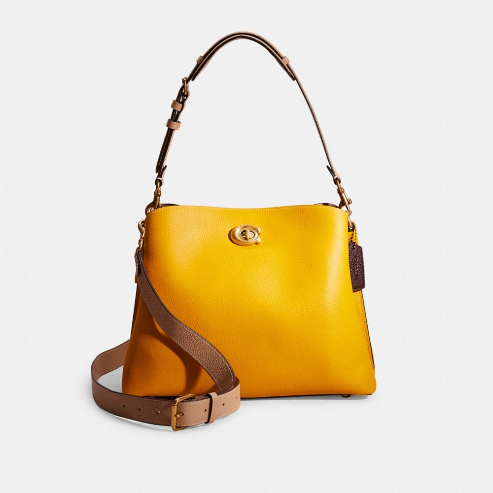 Coach Restored Willow Shoulder Bag In Colorblock In Brass/yellow Gold Multi