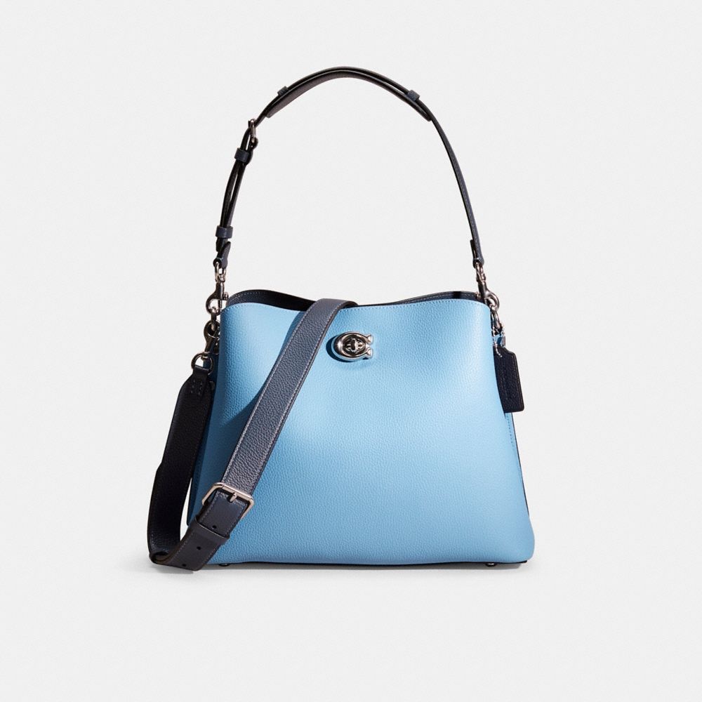 Coach Restored Willow Shoulder Bag In Colorblock In Silver/pool Multi