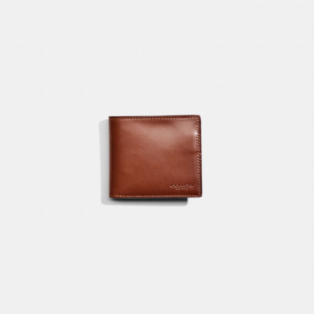 Coach Restored Double Billfold Wallet In Dark Saddle
