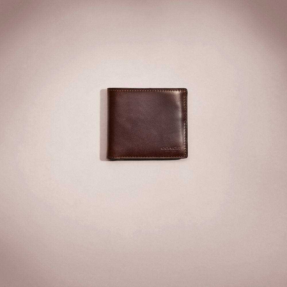 Coach Restored Double Billfold Wallet In Mahogany Brown