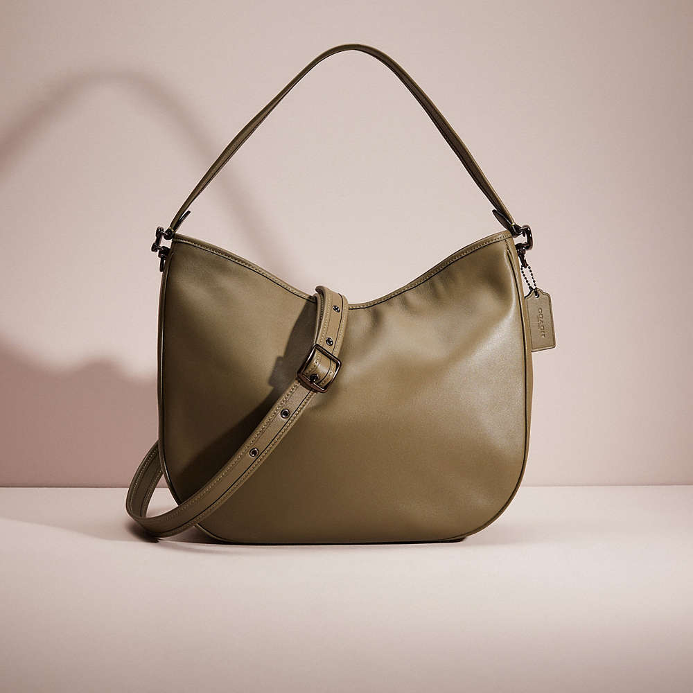 Coach Restored Soft Tabby Hobo In Pewter/army Green