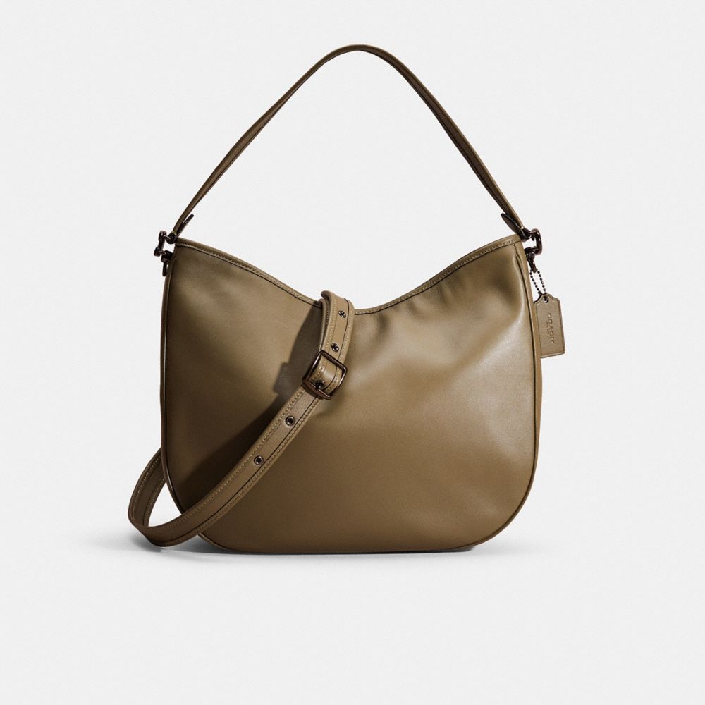 Coach Restored Soft Tabby Hobo In Pewter/army Green