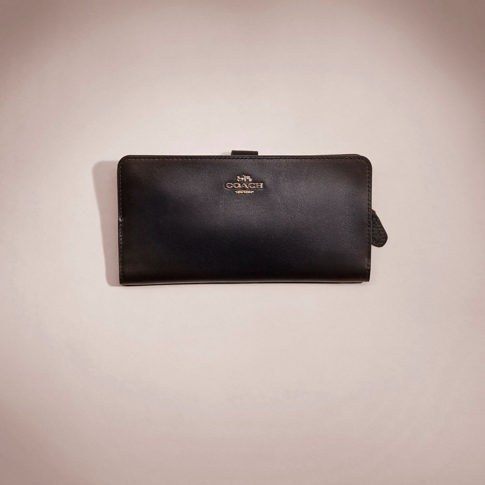 Shop Coach Restored Skinny Wallet In Gold/black