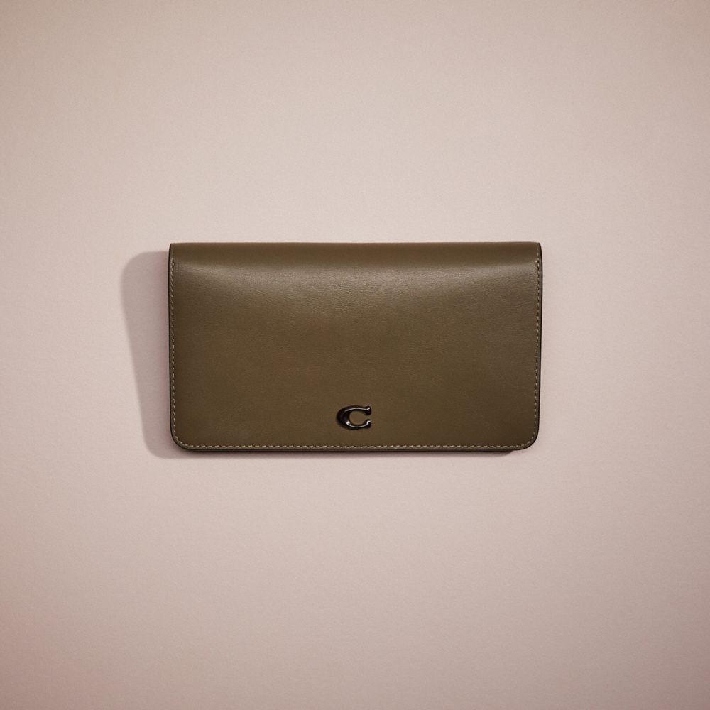 Coach Restored Slim Wallet In Pewter/army Green