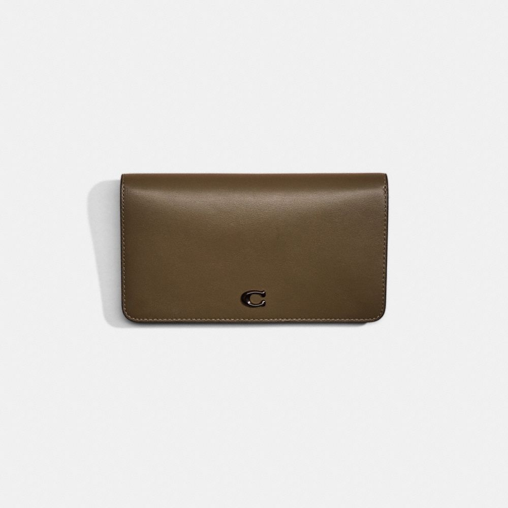 Coach Restored Slim Wallet In Pewter/army Green