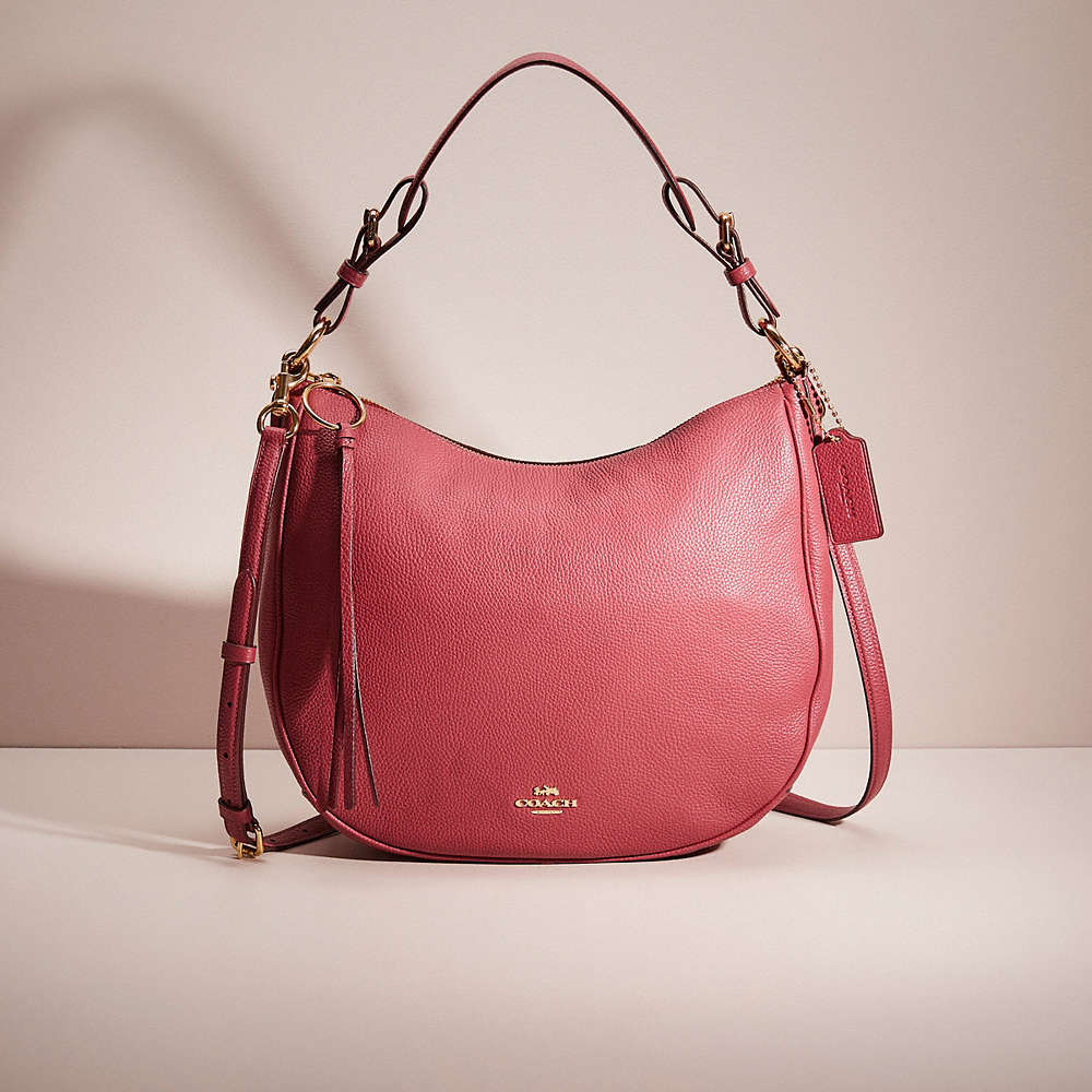 Coach Restored Sutton Hobo In Gold/dusty Pink