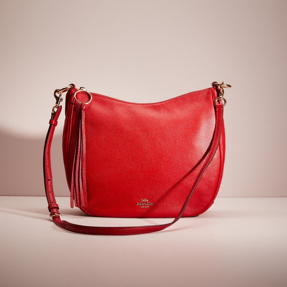 Coach Restored Sutton Hobo In Gold/deep Red