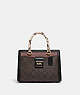 COACH®,GRACE CARRYALL IN SIGNATURE CANVAS,Signature Coated Canvas,Large,Anniversary,Gold/Brown Black Multi,Front View