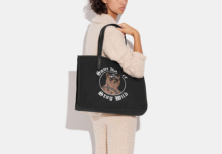 Tote 42 In 100 Percent Recycled Canvas With Bear Graphic