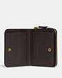 COACH®,BILLFOLD WALLET,Polished Pebble Leather,Mini,Brass/Black,Inside View,Top View