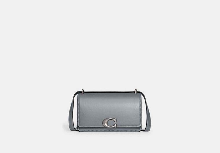 COACH®,BANDIT CROSSBODY,Leather,Mini,Silver/Grey Blue,Front View