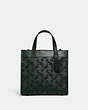 COACH®,FIELD TOTE 22 WITH HORSE AND CARRIAGE,Smooth Leather,Medium,Pewter/Amazon Green,Front View