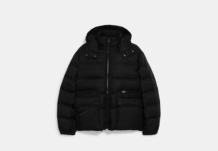 Signature Hooded Puffer Jacket In Recycled Polyester
