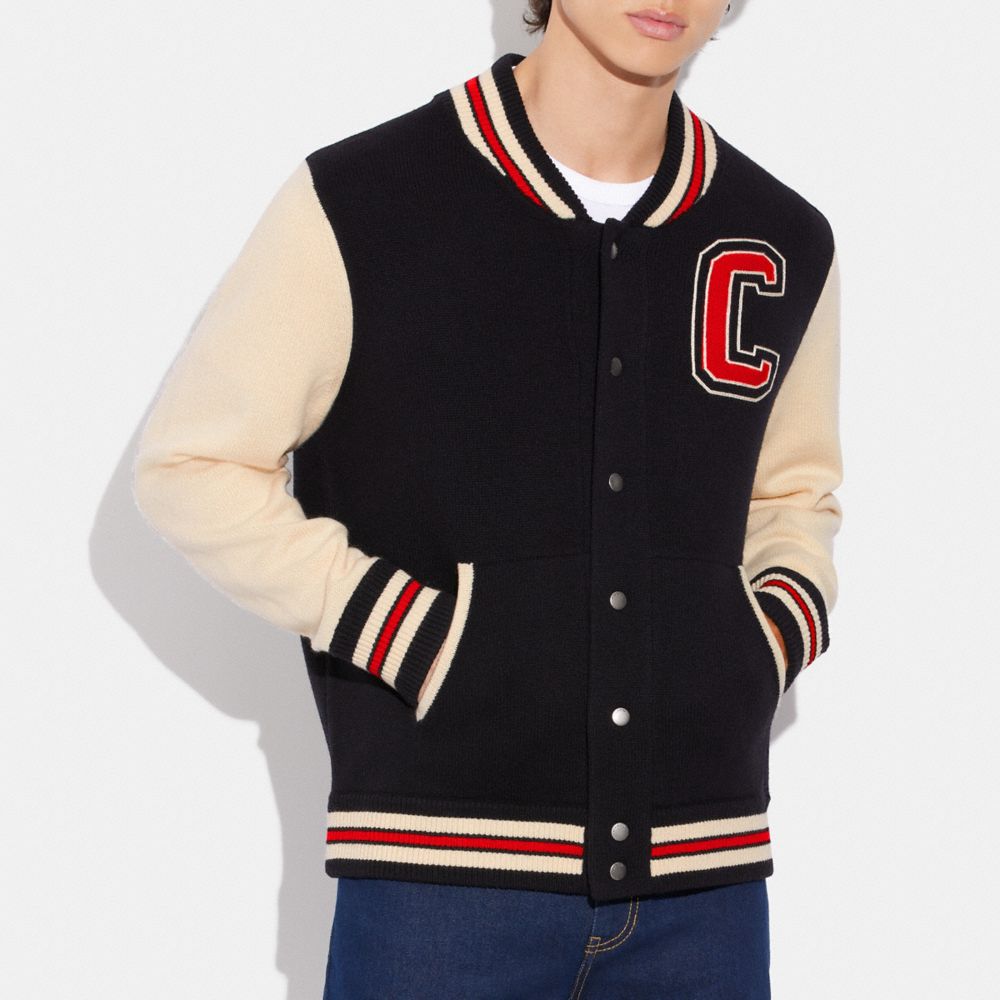 Varsity Cardigan In Recycled Wool And Recycled Cashmere | COACH®