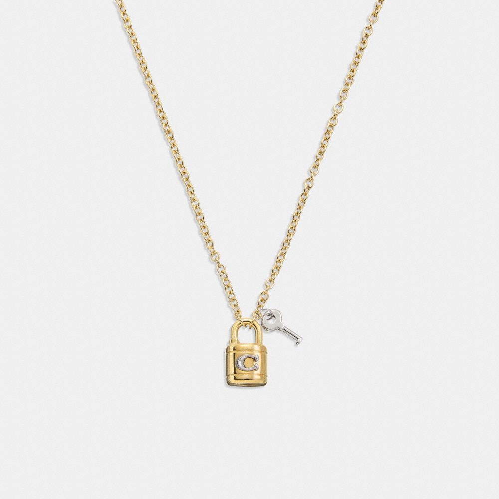 COACH® Signature Padlock And Key Necklace