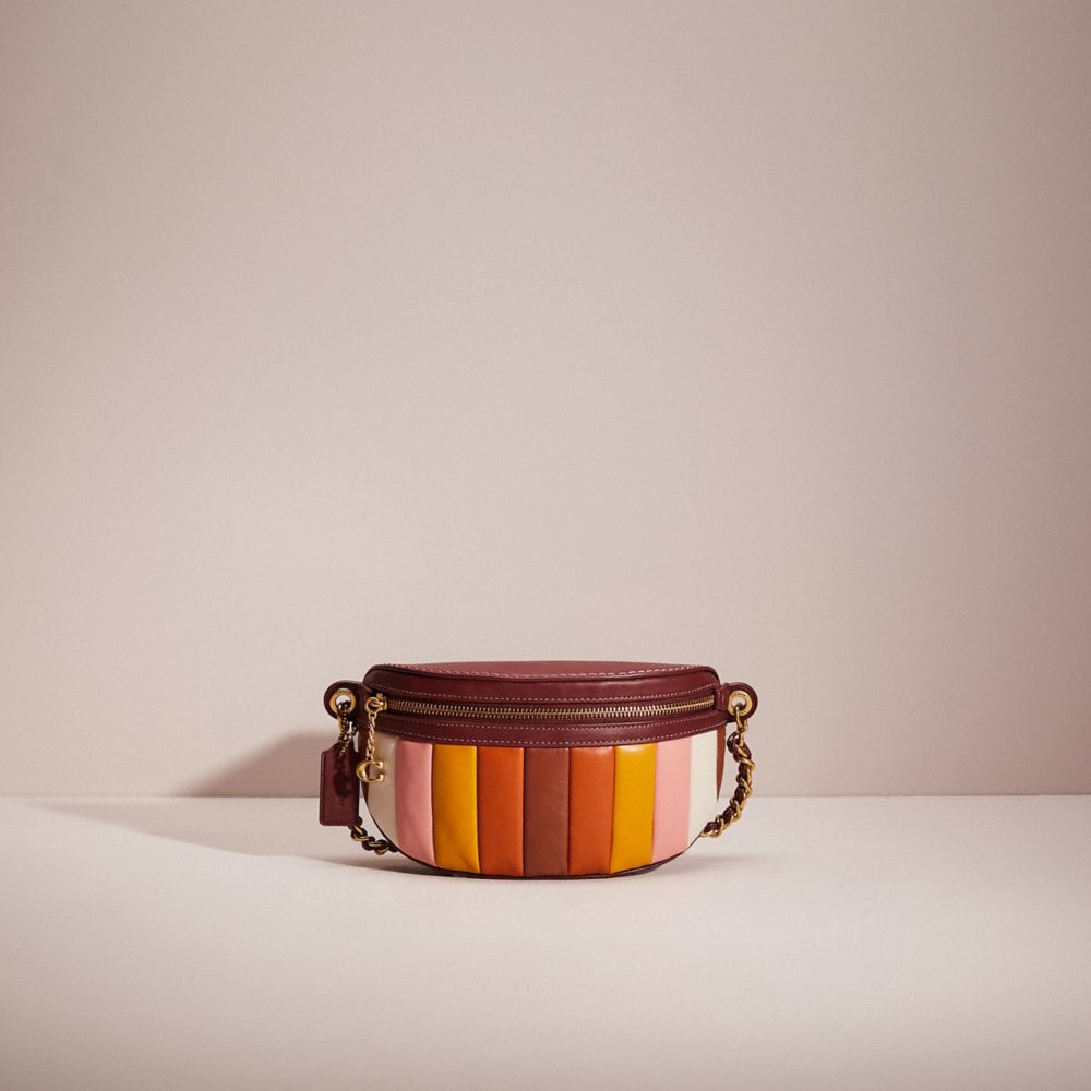 Coach Restored Chain Belt Bag With Quilting In Brass/wine Multi