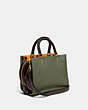 COACH®,ROGUE 25 IN REGENERATIVE LEATHER,Leather,Medium,Brass/Army Green Multi,Angle View
