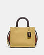 COACH®,ROGUE 25 IN REGENERATIVE LEATHER,Leather,Medium,Brass/Hay Multi,Front View
